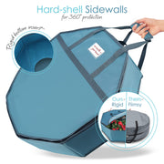 Hearth & Harbor Wreath Keeper, Hard Shell Container with Pockets, Blue 30 Inch