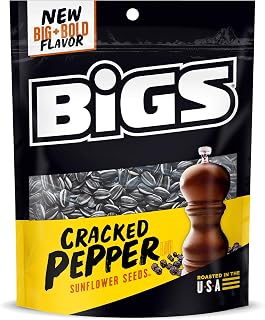 BIGS Sunflower Seeds, Cracked Pepper Flavor, 5.35 oz. (Pack of 12)