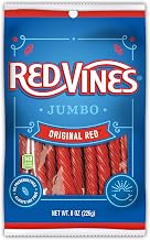 Red Vines Jumbo Licorice, Original Red Flavor, 8oz Bags (12 Pack), Soft & Chewy Candy Twists