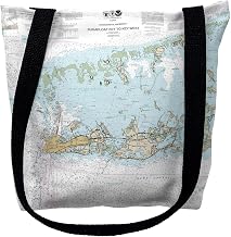 Betsy Drake TY11446KM 16 x 16 in. Sugarloaf Key to Key West Florida Nautical Map Tote Bag - Medium