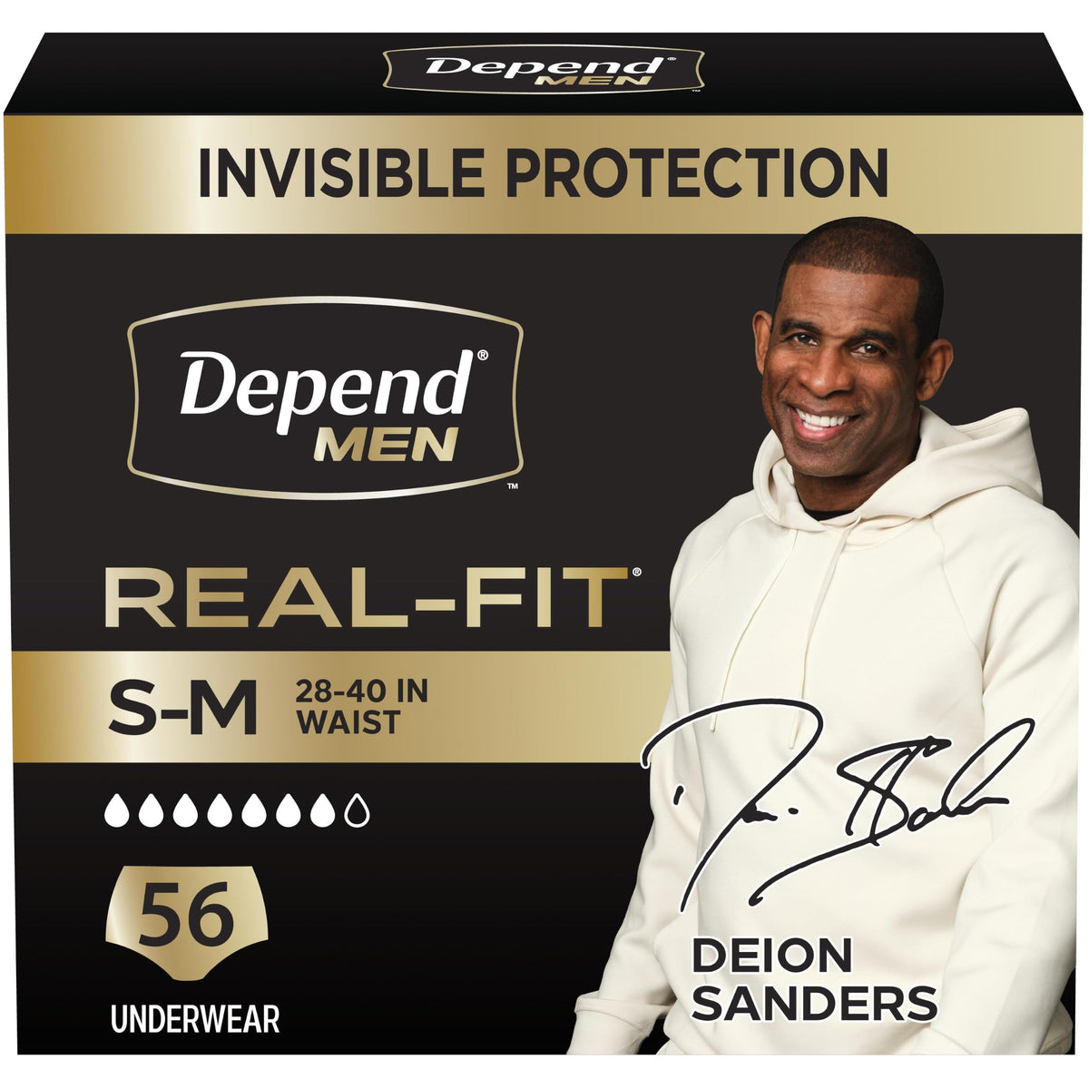 Real Fit Incontinence Underwear for Men by Depend – Small/Medium, Polypropylene, Black, Pack of 2, Model 10036000465836