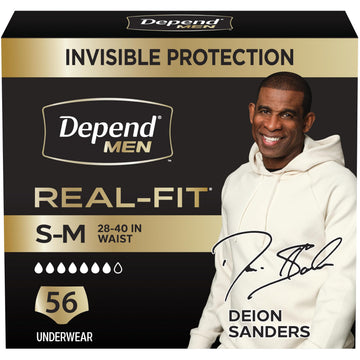 Real Fit Incontinence Underwear for Men by Depend – Small/Medium, Polypropylene, Black, Pack of 2, Model 10036000465836