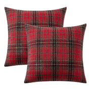 Miulee Plaid Cushion Covers, 18 x 18 Inches, Red