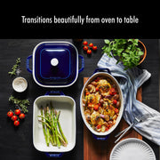 Ceramic 4-pc Baking Pans Set by STAUB – 4-pc, 3 quarts, Stoneware, Vitreous Glass Porcelain Enamel, Dark Blue, Pack of 4