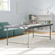 Kids 4.93 ft Plastic Folding Table by Flash Furniture – 30"W x 60"L x 19"H, Plastic, Plastic: Polyethylene, Metal, Granite Gray, Model RB-3060-KID-GY-GG