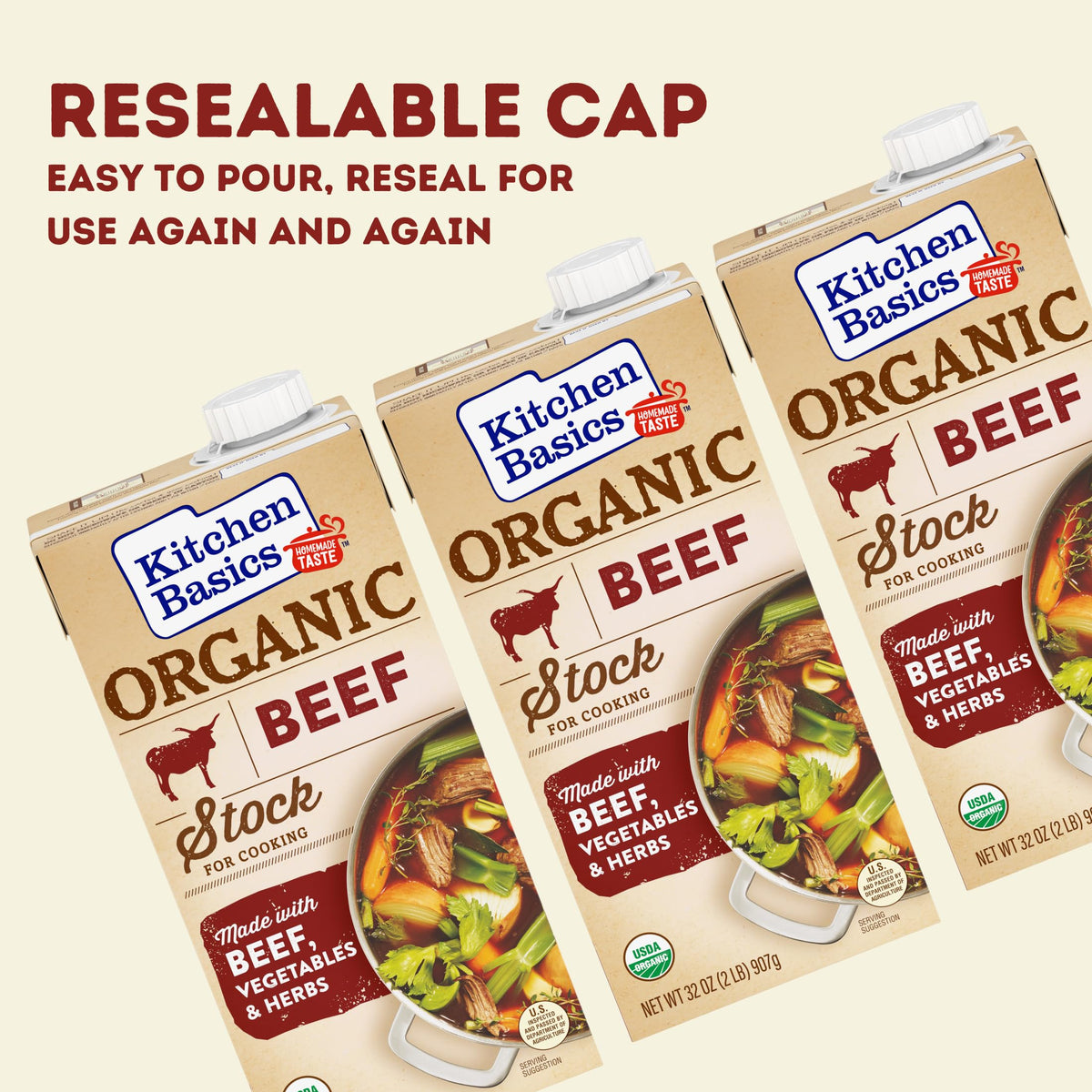Organic Beef Stock by Kitchen Basics – 32 Ounce (Pack of 12), No Color, Pack of 12, Model HV1846419