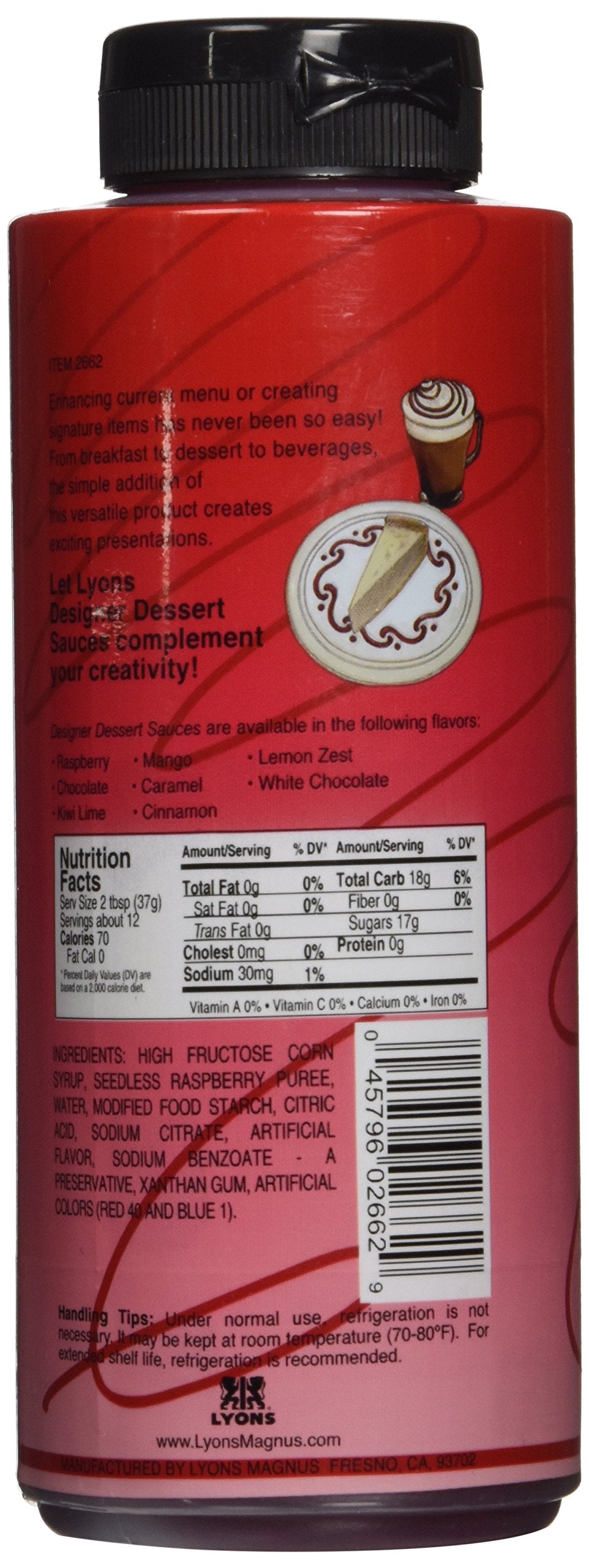 Raspberry Designer Dessert Sauce by Lyons – 15 Ounce (Pack of 1)