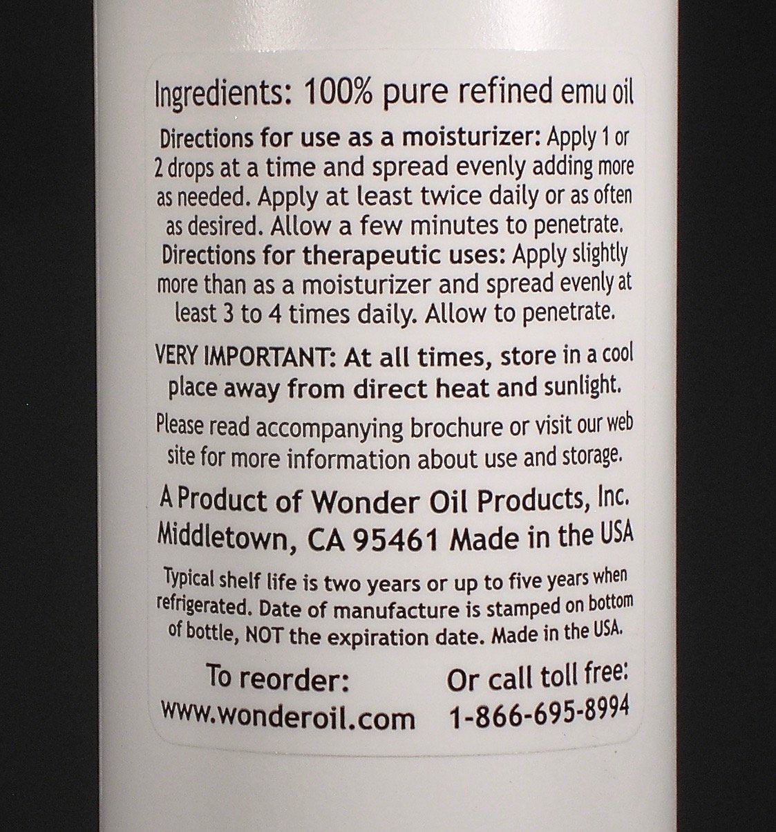 16 fl. ounces 100% Pure Triple Refined Emu Oil by Wonder Oil Products, Inc. www.wonderoil.com – 16 Fl Oz (Pack of 1), Model EO160