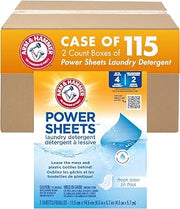 Arm & Hammer Fresh Linen Laundry detergent Sheets, Case of 115, travel pack