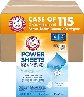 Arm & Hammer Fresh Linen Laundry detergent Sheets, Case of 115, travel pack