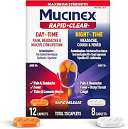 Mucinex Rapid+Clear Headache & Mucus Congestion Day/Night, 20 Caplets