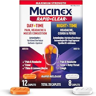 Mucinex Rapid+Clear Headache & Mucus Congestion Day/Night, 20 Caplets