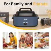 Sunvivi Electric Roaster Oven, 22 Quart Capacity, Dark Blue