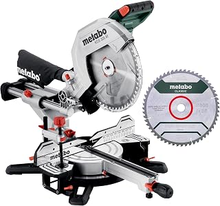 metabo KGS 305 M 613305900 Chop Saw Set (Box with 2nd Carbide Saw Blade, Class M, Saw, Robust Construction, with Table Widening)