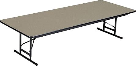Correll 36"x96" Commercial Duty Adjustable Height Short Folding Table, Savannah Sand High Pressure Laminate Top, Made in The USA (CFA3696PXS-54)