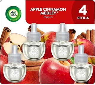 Air Wick Vibrant Plug-In Scented Oil Refills, 4 Count, Apple Cinnamon Medley, Air Freshener, Essential Oils, Eco Friendly