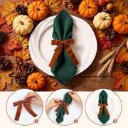 NatNarr Velvet Bow Napkin Rings, Set of 12, Brown