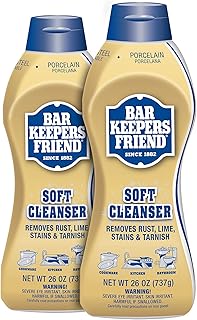 Bar Keepers Friend Soft Liquid Cleanser- Multipurpose Cleaner & Rust Stain Remover for Stainless Steel, Porcelain, Ceramic Tile, Copper, Brass 26 Oz (Pack of 2)