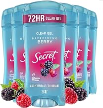 Secret Fresh Antiperspirant Deodorant for Women, 72hr Breathable Sweat & Odor Protection, Instant Freshness & Gentle, PH Balancing Minerals, Clear Gel, Refreshing Berry Scent, 2.6 oz (Pack of 6)