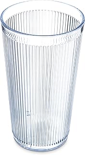 Carlisle FoodService Products Crystalon Stack-All Stackable Tumbler Plastic Tumbler with Ribbed Texture for Restaurants, Catering, Kitchens, Plastic, 21.5 Ounces, Clear