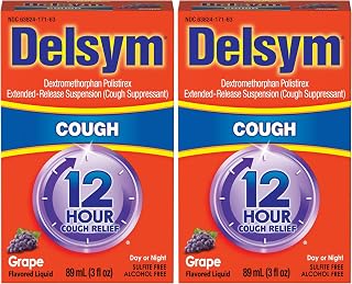 Delsym Cough Suppressant Liquid, 3 Ounce (Grape, Adult), 3 Fl Oz (Pack of 2)