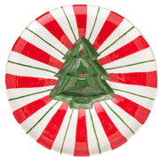 Peppermint Tree Chip & Dip Plate by 10 Strawberry Street – Large, Dolomite, Peppermint Red & Green, Model CDT-14-40-002-DS