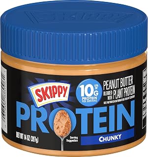 SKIPPY Peanut Butter Blended with Plant Protein, Chunky, 14 Ounce (Pack of 6), 84 Ounce
