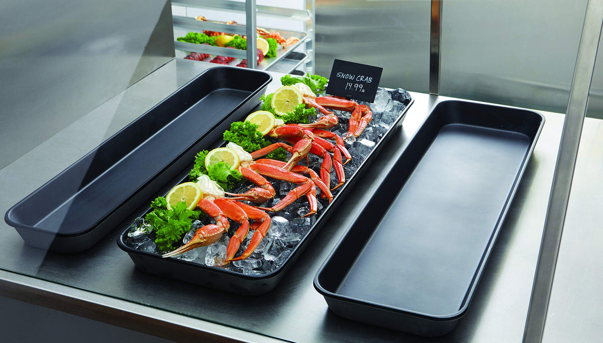 Black Rectangular Market Tray by American Metalcraft – 29.8" x 10.5" x 2", Melamine, Black, Model MT10