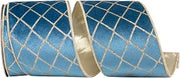 Reliant Ribbon Diamond Glitter Stripes Plush Velvet Deluxe Wired Edge, Slate, 4 Inch, 5 Yards
