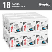 PowerClean L40 Extra Absorbent Towels by Wypall – 12" x 12.5"(Pack of 18), Paper, White, Pack of 18, Model 05701