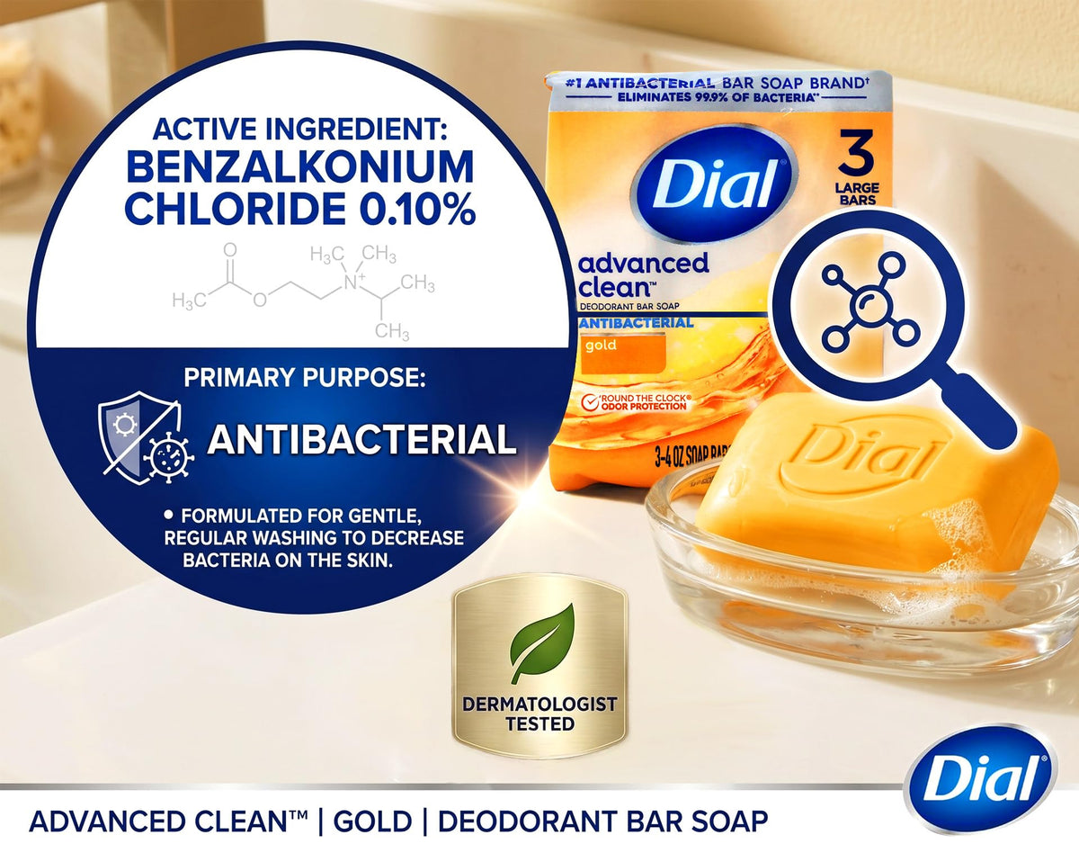 12402 4 oz. Gold Dial Antibacterial Soap Bars – 4 Ounce (Pack of 3), Model 2410