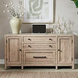 Liberty Furniture Proximity Place Credenza with File Drawer Adjustable Shelves Transitional Home Office Storage - Barley Buff Birch Wood