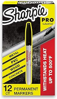 Sharpie Industrial Permanent Markers, Fine Point, Black, Box of 12