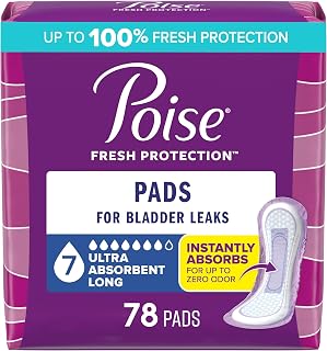 Poise Incontinence Pads for Women, 7 Drop, Long, 78 ct