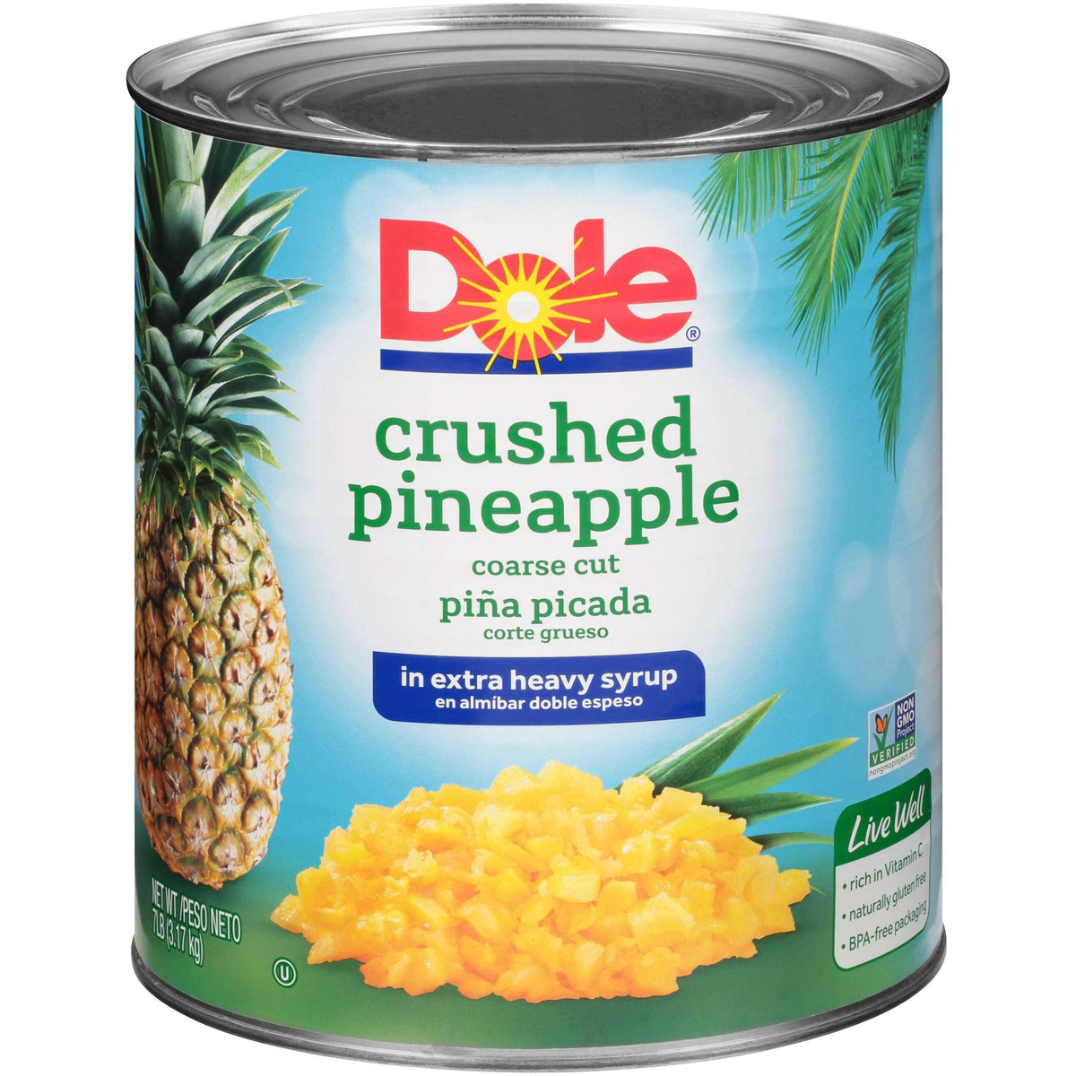 Pineapple Crushed In Extra Heavy Syrup by Dole – Pack of 6