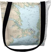 Betsy Drake TY12216RBM 16 x 16 in. Reboboth Bay Delaware Nautical Map Tote Bag - Medium