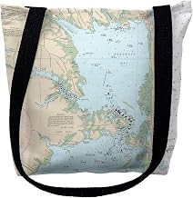 Betsy Drake TY12216RBM 16 x 16 in. Reboboth Bay Delaware Nautical Map Tote Bag - Medium