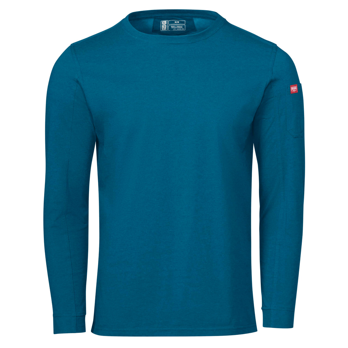 Men's Long Sleeve Midweight Performance Tee by Red Kap – Large, Cotton, Heathered Mykonos, Model S4K5HM RG L