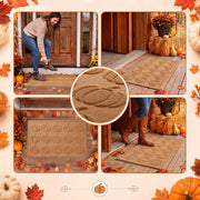 Dunzy Pumpkin Doormat, Beige Embossed Design, 30 x 17 Inch