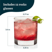 Libbey Whiskey Rocks 12 / 12 Count (Pack of 1) / Heavy Base Mixed Drinkware Sets
