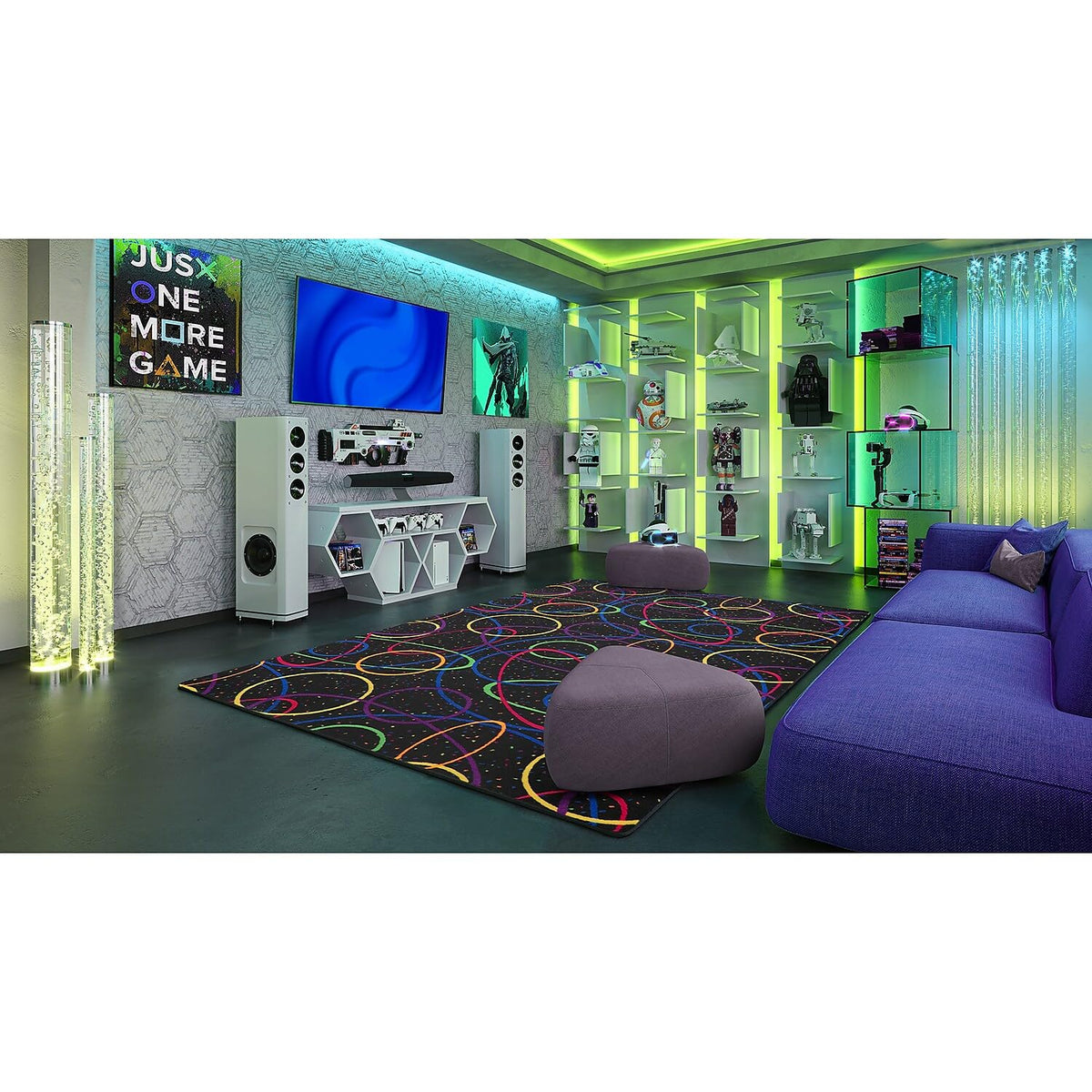Fluorescent Looped 4' x 6' Area Rug by Joy Carpets – 4' x 6' (Rectangular), Nylon, Fluorescent, Model 450N