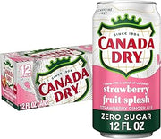 Canada Dry Fruit Splash Strawberry Ginger Ale Zero Sugar Soda, 12 fl oz cans, 12 pack