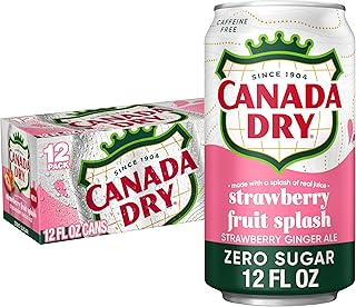 Canada Dry Fruit Splash Strawberry Ginger Ale Zero Sugar Soda, 12 fl oz cans, 12 pack