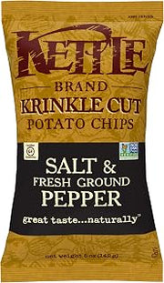 Kettle Brand Krinkle Cut Potato Chips Salt & Fresh Ground Pepper 5 Ounces (Case of 15)