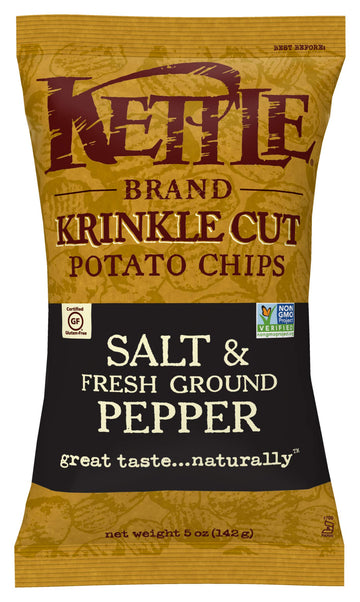 Krinkle Cut Potato Chips Salt & Fresh Ground Pepper 5 Ounces (Case of 15) by Kettle Brand – Pack of 15, Model 00201855