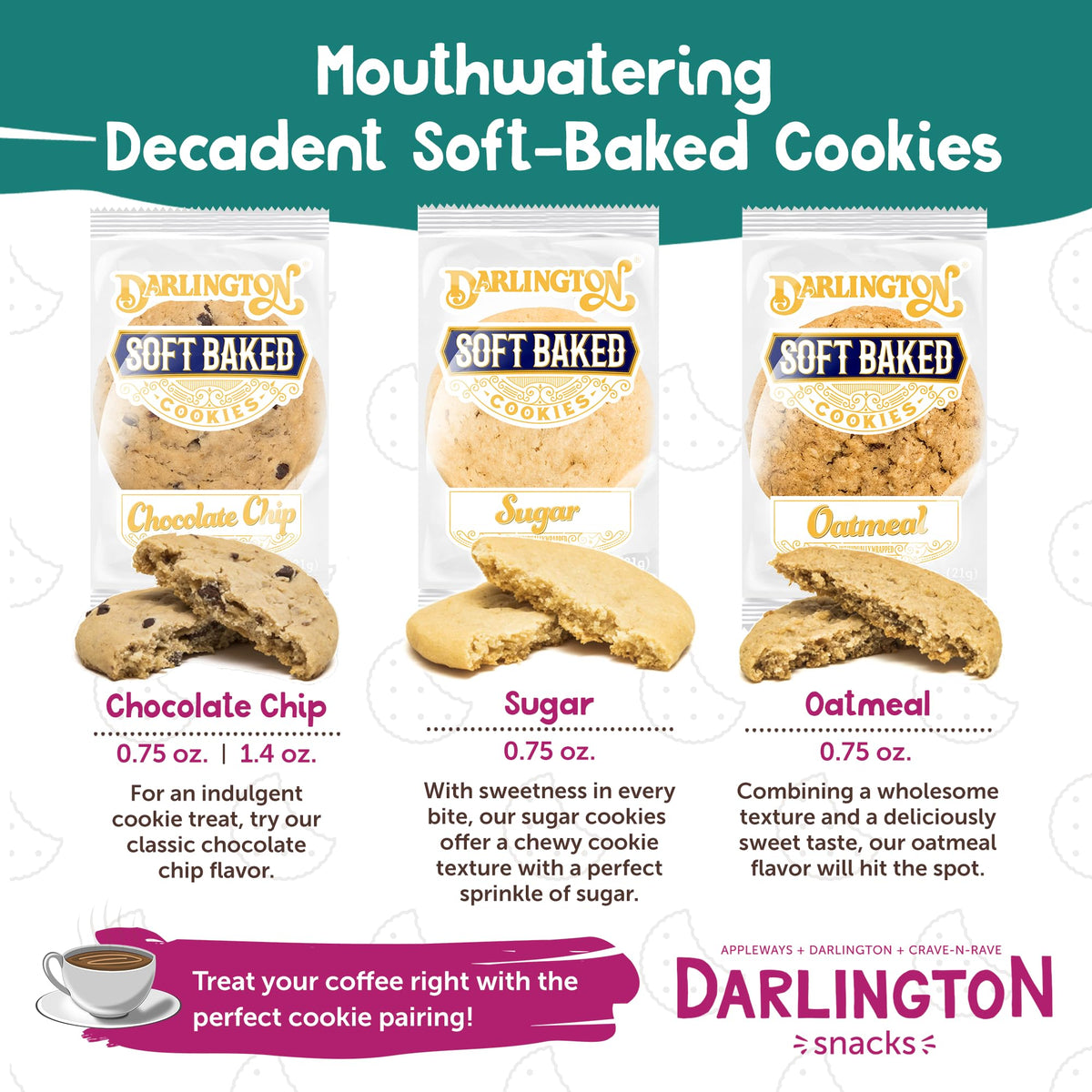 Darlington Snacks Chocolate Chip (Original) / 1.4 Ounce (Pack of 180) / Brown Chocolate Chip