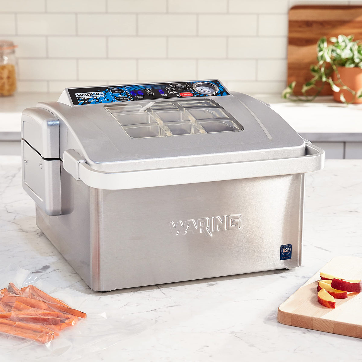 Chamber Vacuum Sealer with 2 Gallon Capacity by Waring – 2 Gallon Bag Capacity, Stainless Steel, Silver, Model WCV300