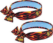 Ergodyne Chill Its 6700CT Cooling Bandana, Lined with Evaporative PVA Material for Fast Cooling Relief, Tie for Adjustable Fit, Flames, 2-Pack