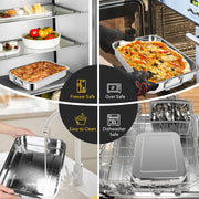 EsOfficce Stainless Steel Roasting Pan Set, 12.7 x 15.5 Inch, Silver with Racks