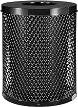Global Industrial Outdoor Diamond Steel Trash Can, Flat Lid & Plastic Liner